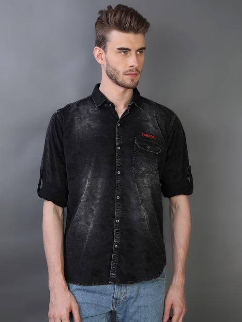 black faded casual shirt - 16219190 - Very Small Image - 1