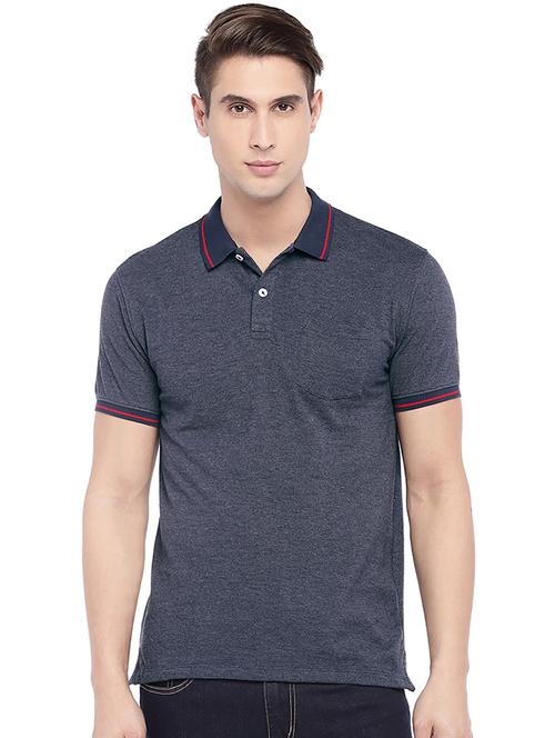 navy blue solid polo t-shirt - 16220202 - Very Small Image - 1