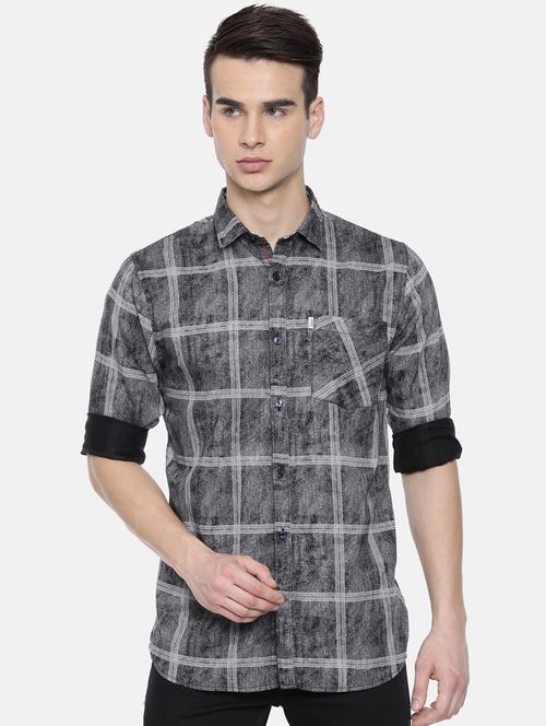 grey checkered casual shirt - 16220754 - Very Small Image - 1