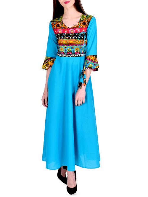 printed bell sleeves angrakha kurta - 16221343 - Very Small Image - 1