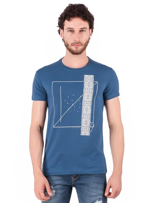 blue chest print tshirt - 16222142 - Very Small Image - 1