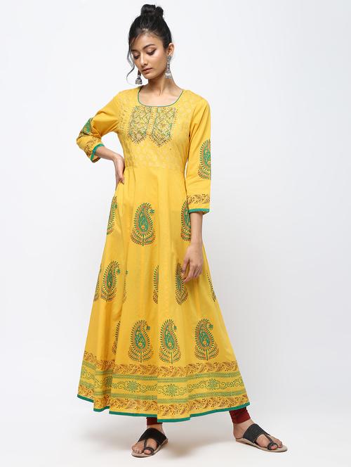 block print anarkali kurta - 16222168 - Very Small Image - 1