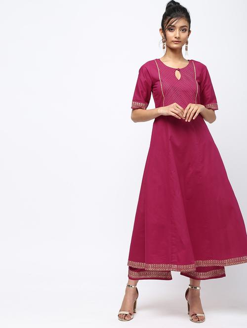 solid a-line kurta - 16222177 - Very Small Image - 1