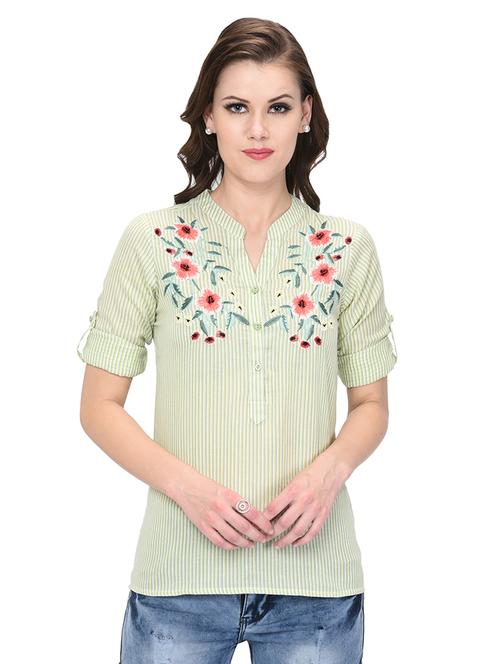 roll up sleeved embroidered tunic - 16222241 - Very Small Image - 1