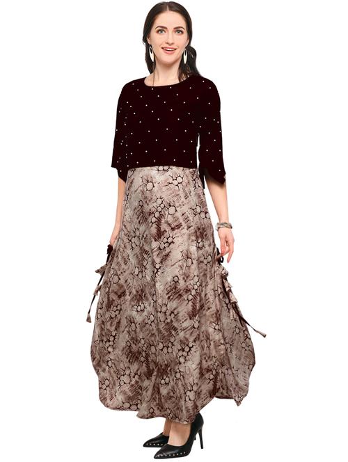 floral contrast a-line kurta - 16222716 - Very Small Image - 1