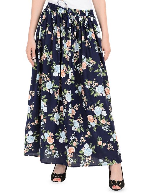 drawstring floral long skirt - 16222821 - Very Small Image - 1