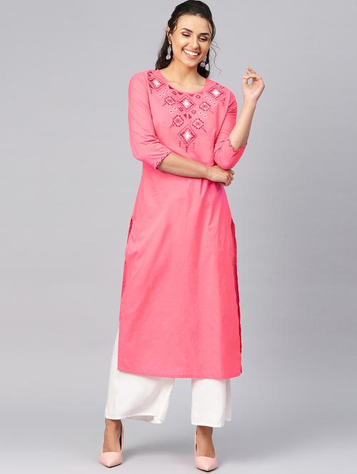 embroidered straight kurta - 16224173 - Very Small Image - 1