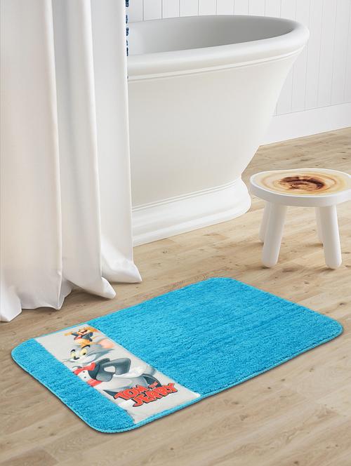 tom & jerry soft microfiber anti skid kids bathmat- 40x65 cm, turquoise - 16224515 - Very Small Image - 1