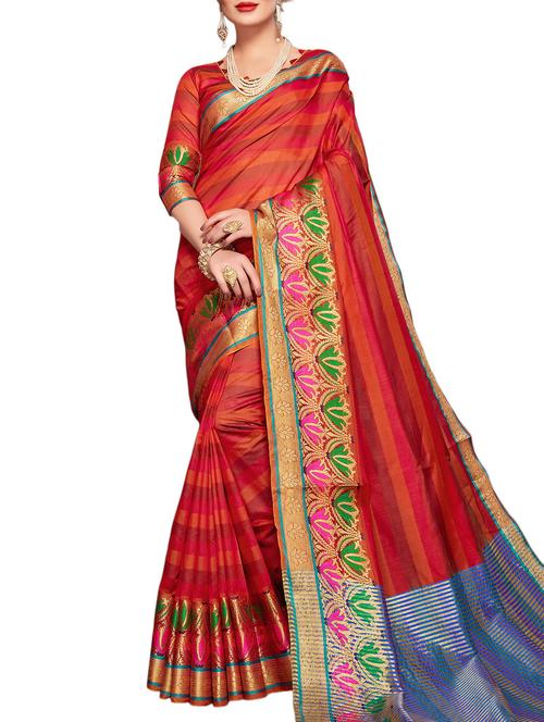 floral bordered saree with blouse - 16224729 - Very Small Image - 1