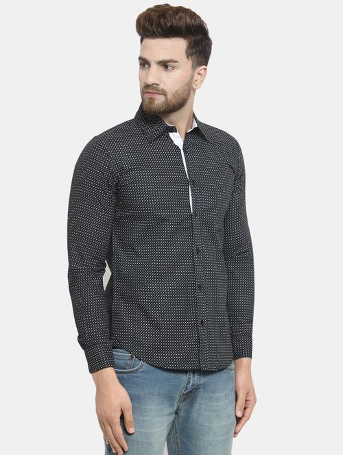 mens micro print casual shirt - 16225283 - Very Small Image - 1