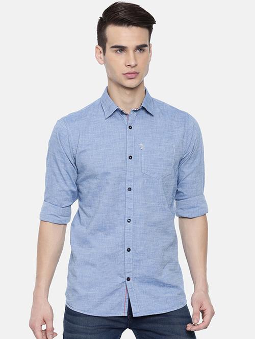 blue cotton blend casual shirt - 16225832 - Very Small Image - 1