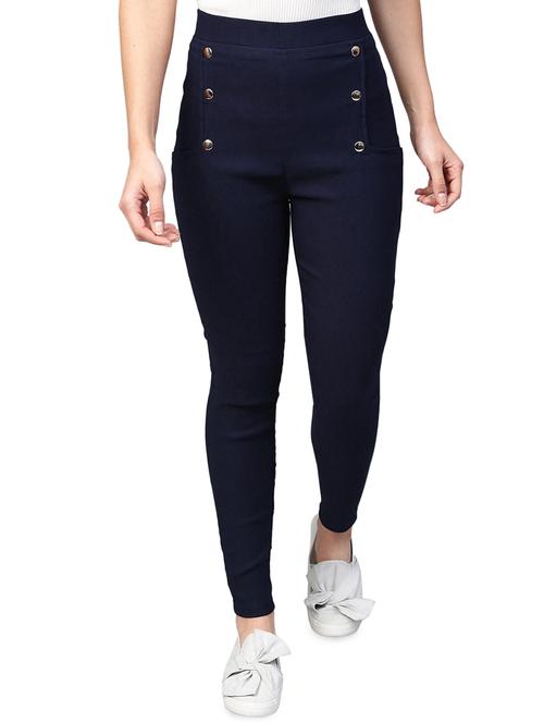 button detail high rise treggings - 16225910 - Very Small Image - 1