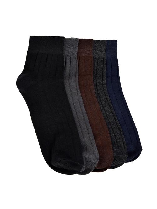 men pack of 5 solid above ankle length socks - 16227053 - Very Small Image - 1