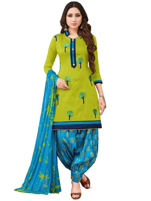 printed patiyala unstitched suit - 16227824 - Very Small Image - 1
