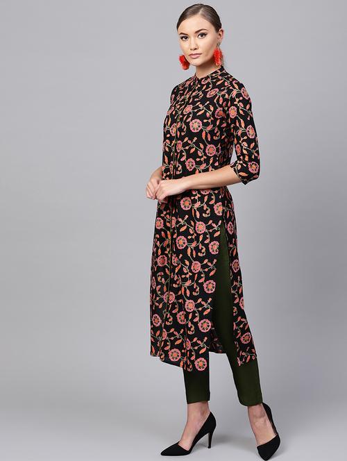 floral printed straight kurta - 16228751 - Very Small Image - 1