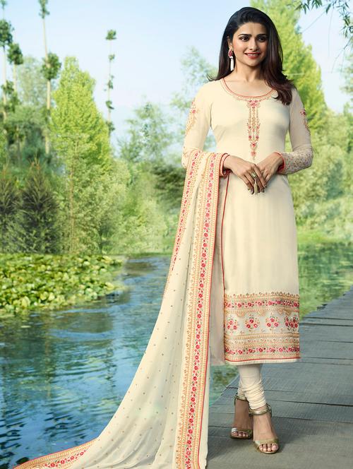 embroidered semi-stitched churidaar suit - 16228967 - Very Small Image - 1