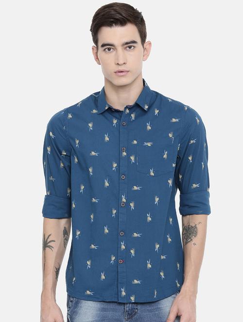 blue printed casual shirt - 16229044 - Very Small Image - 1