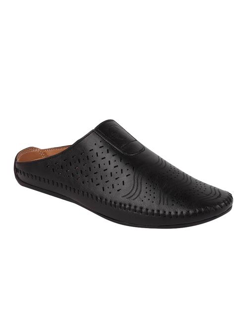 black leatherette slip on mules - 16229702 - Very Small Image - 1