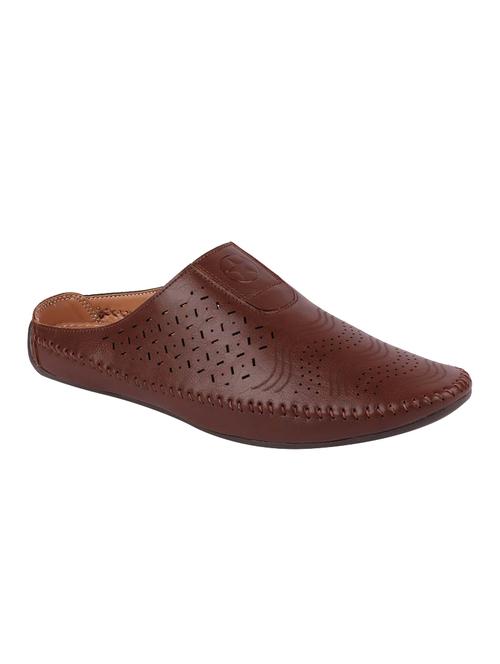 brown leatherette slip on mules - 16229704 - Very Small Image - 1