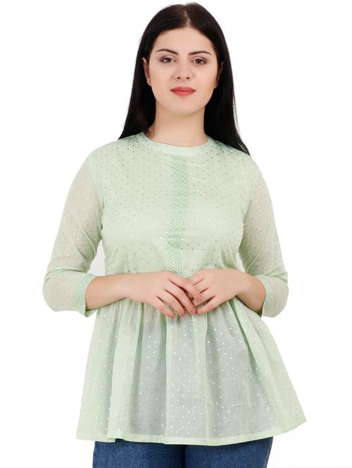 gold print gathered tunic - 16229992 - Very Small Image - 1