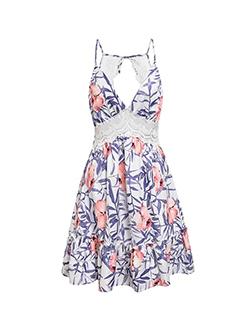 lace panel floral flared dress - 16233129 - Very Small Image - 1