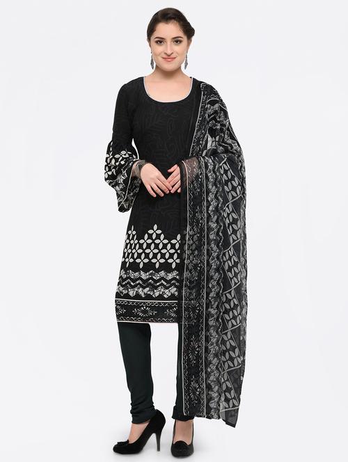 embroidered churidaar unstitched suit - 16233341 - Very Small Image - 1