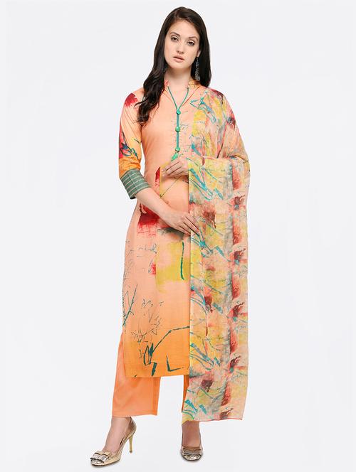 printed palazzo  unstitched suit - 16233345 - Very Small Image - 1