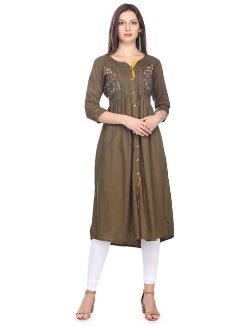embroidered flared kurta - 16233370 - Very Small Image - 1