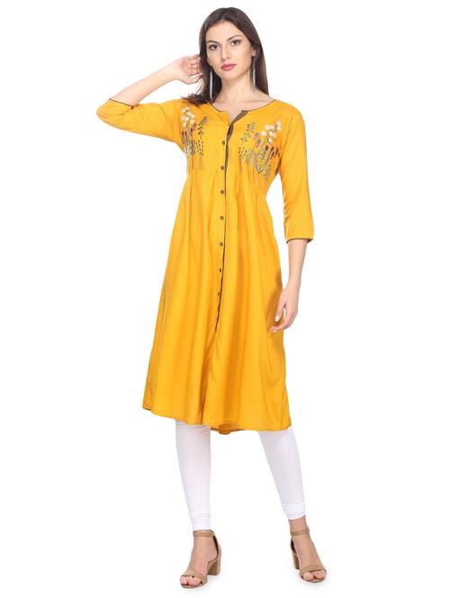 embroidered flared kurta - 16233371 - Very Small Image - 1