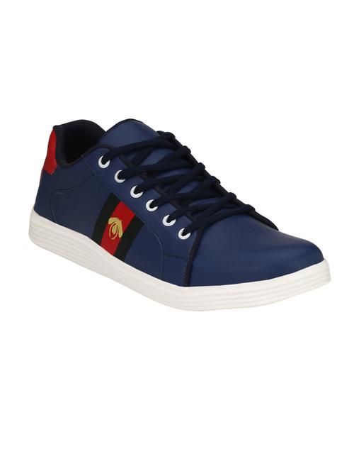 navy blue leatherette lace up sneakers - 16233480 - Very Small Image - 1
