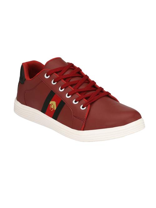 red leatherette lace up sneakers - 16233481 - Very Small Image - 1