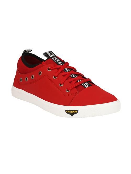 red leatherette lace up sneakers - 16233487 - Very Small Image - 1