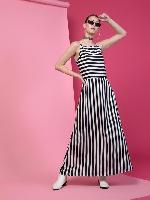 monochrome striped maxi dress - 16235155 - Very Small Image - 1