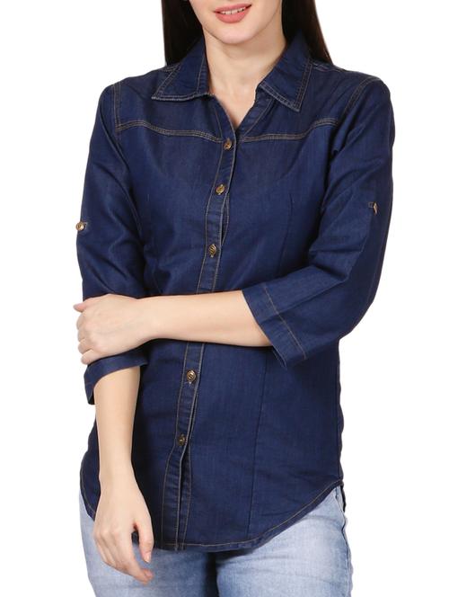 navy blue denim shirt - 16235220 - Very Small Image - 1