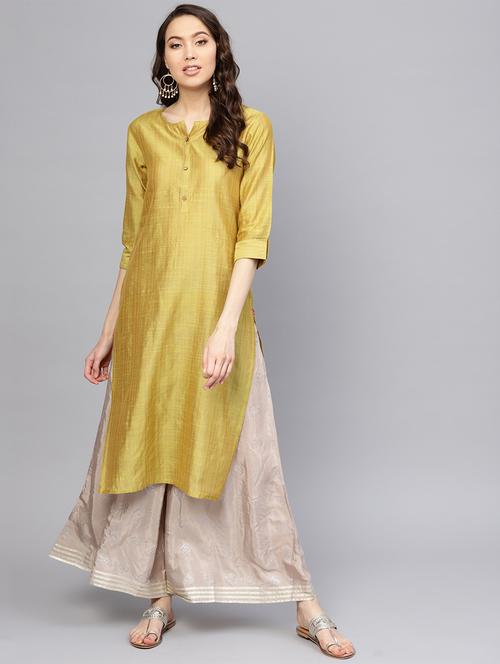 solid straight kurta - 16235676 - Very Small Image - 1