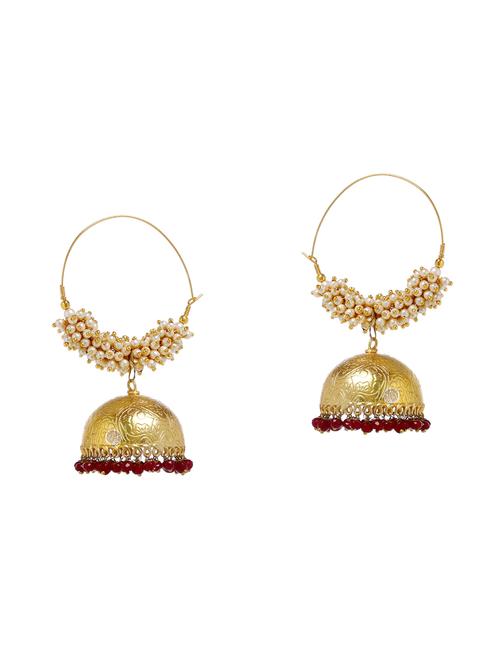 gold metal jhumka earring - 16235710 - Very Small Image - 1