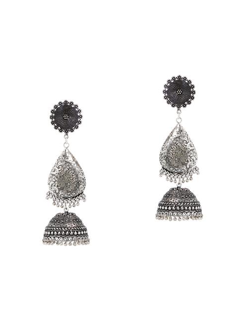 silver metal jhumka earring - 16235720 - Very Small Image - 1