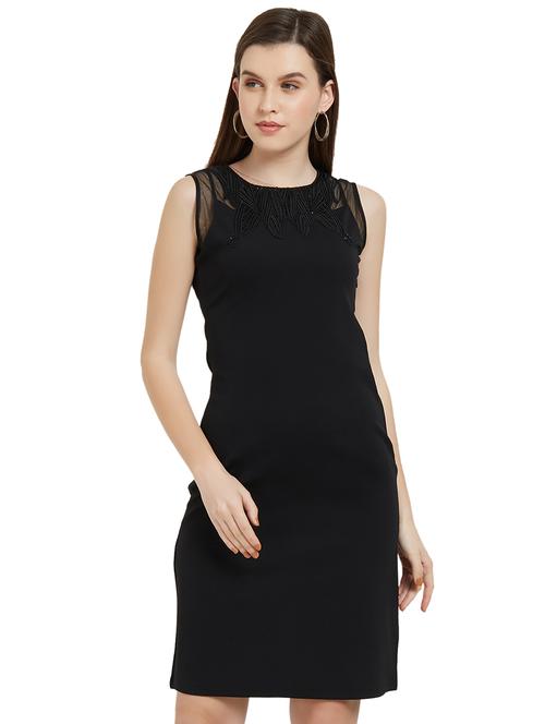 mesh panel embellished sheath dress - 16235821 - Very Small Image - 1