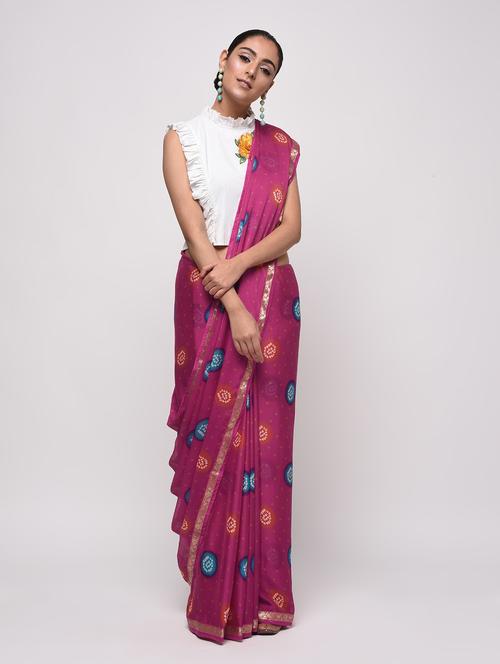 bandhani woven saree with blouse - 16236748 - Very Small Image - 1