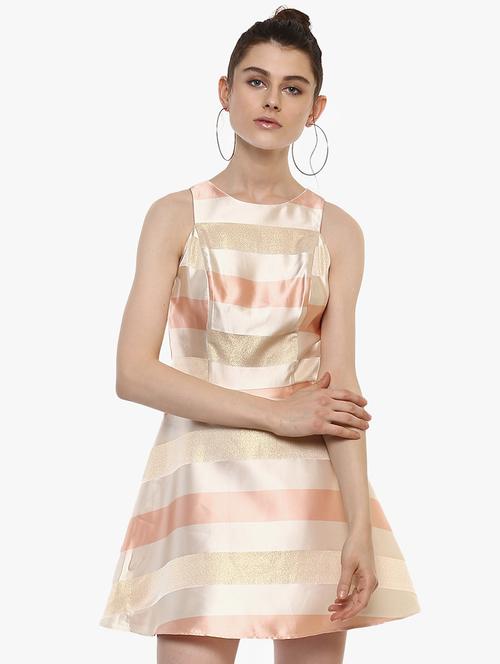 crew neck striped a-line dress - 16237273 - Very Small Image - 1