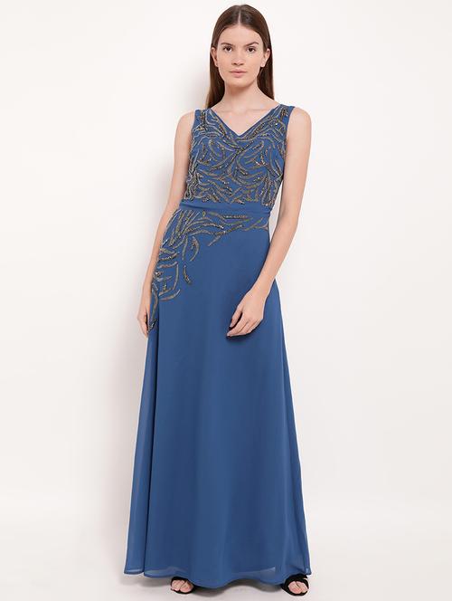 v- neck embellished gown   - 16237321 - Very Small Image - 1