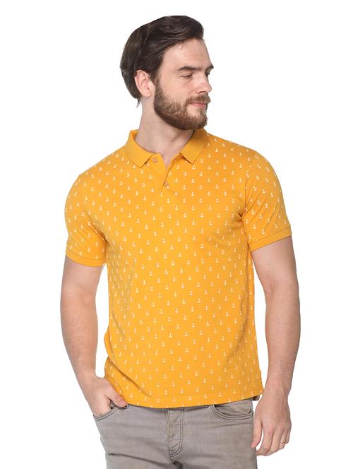 yellow all over print polo t-shirt - 16240757 - Very Small Image - 1