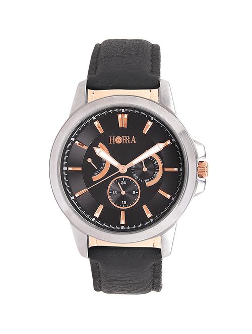 black leather strap watch - 16242498 - Very Small Image - 1