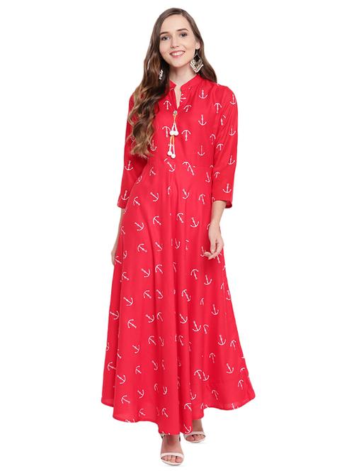 block print flared kurta - 16243952 - Very Small Image - 1