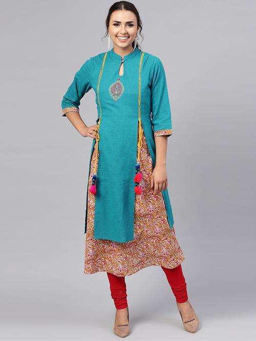 embroidered layered kurta - 16244587 - Very Small Image - 1