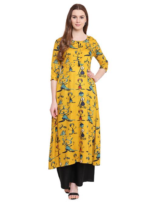 conversational print flared kurta - 16244678 - Very Small Image - 1