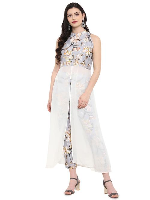 floral front slit kurta - 16244740 - Very Small Image - 1