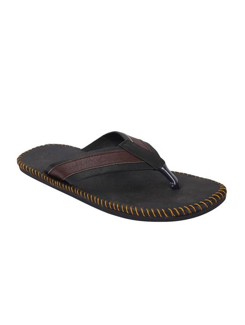 black leatherette toe separator slippers - 16245103 - Very Small Image - 1