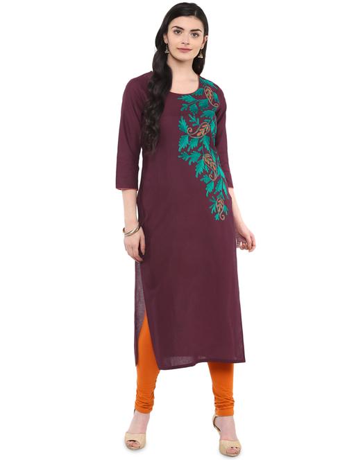 embroidered straight kurta - 16245553 - Very Small Image - 1