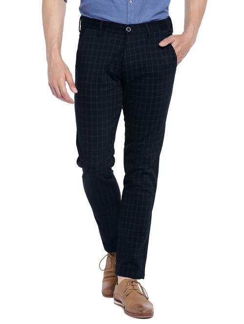 navy blue checkered chinos - 16247009 - Very Small Image - 1